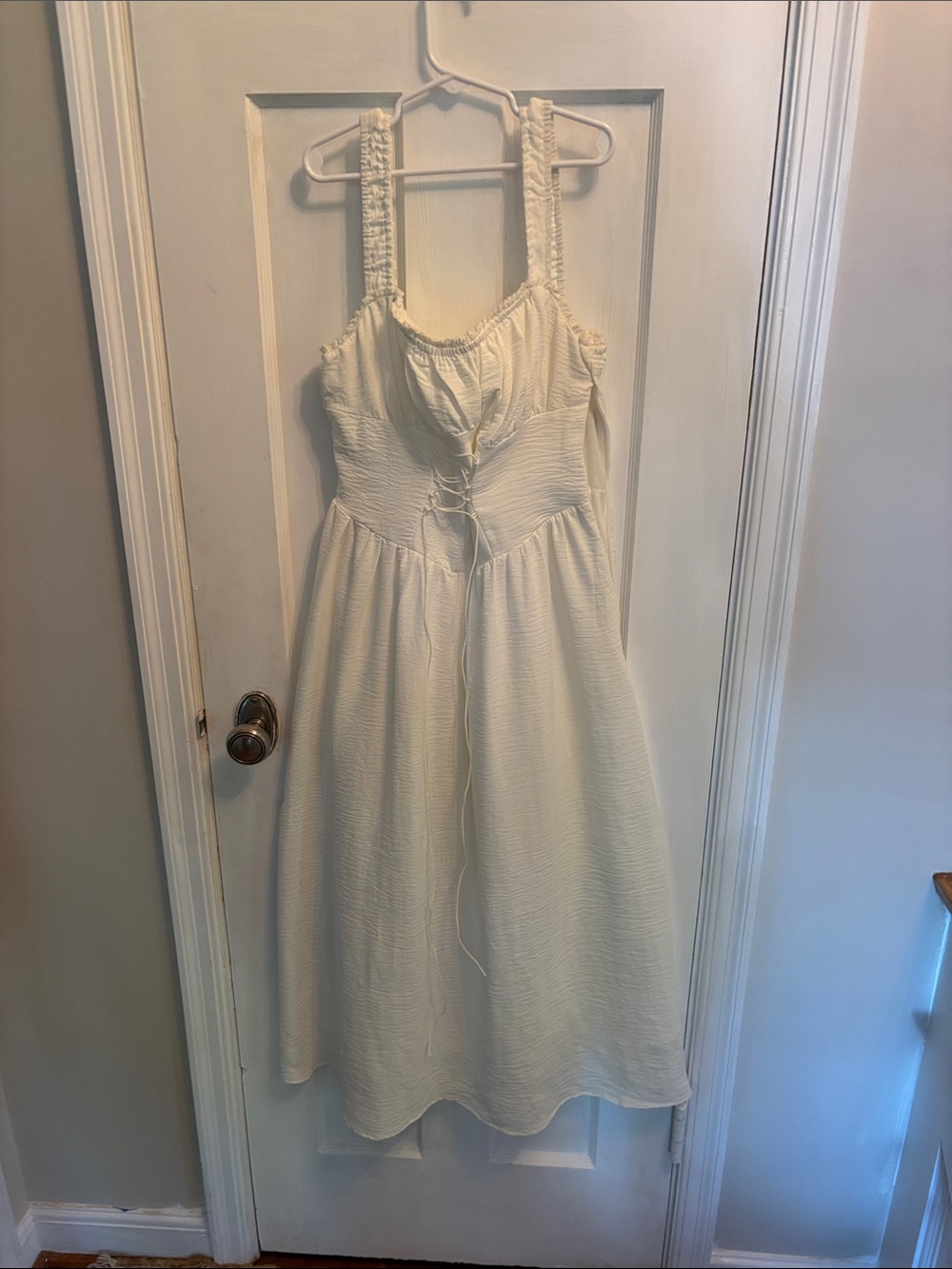 Cream Midi Sundress with Smocked Straps